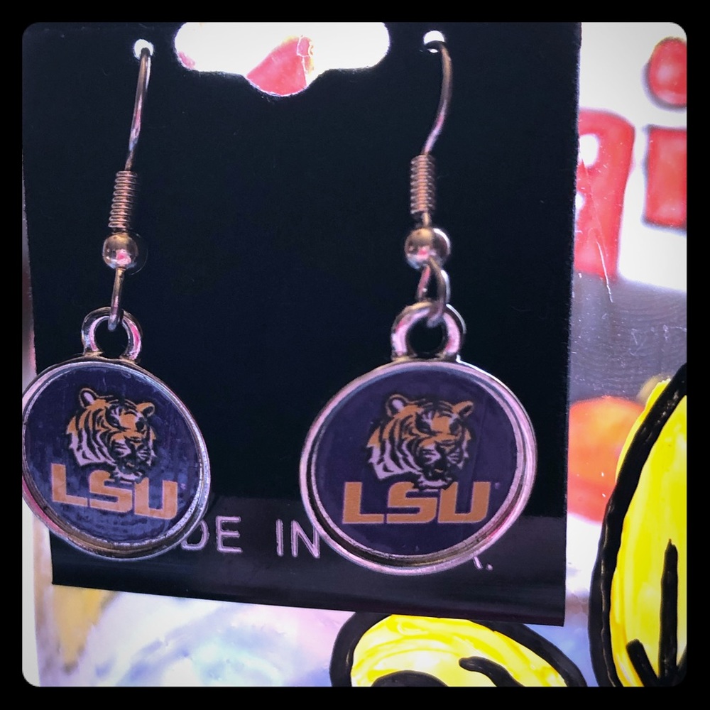 LSU Round Tiger Earring 1 1/4” Pierced